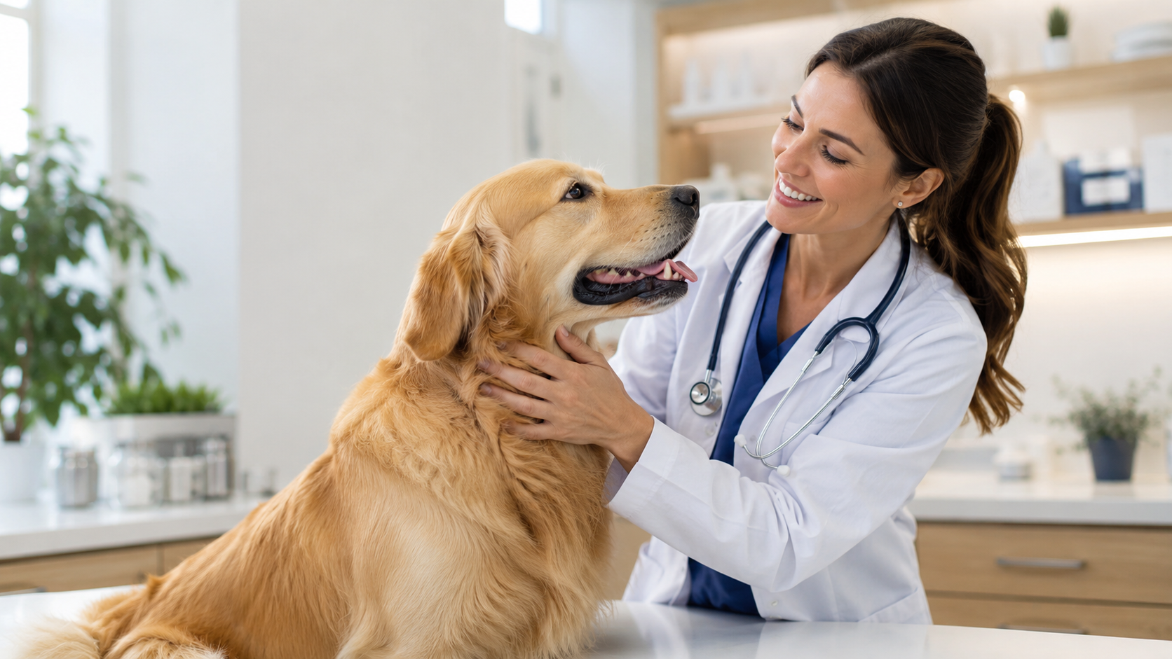 Veterinary team with dog patient