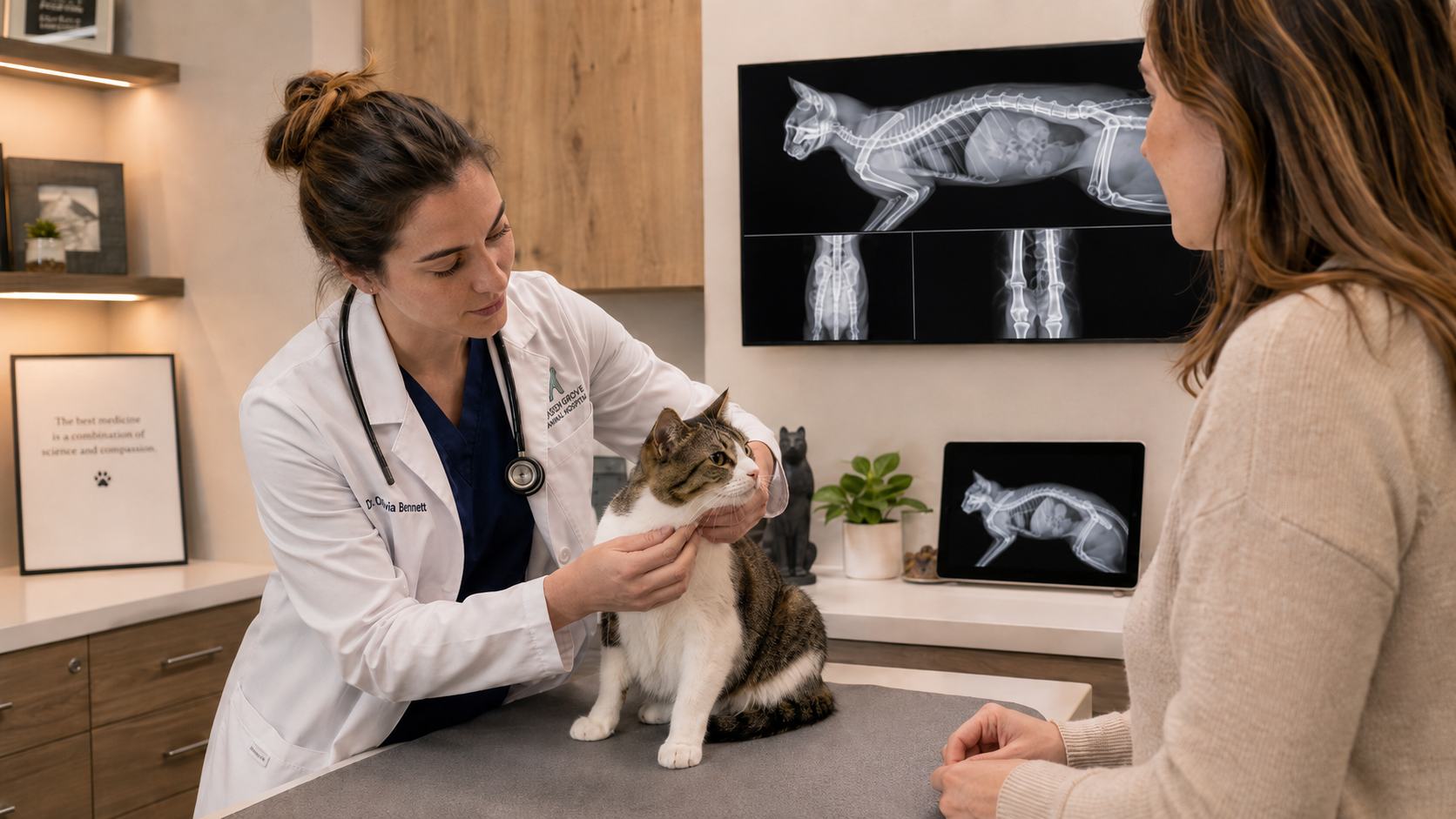 Veterinary team with dog patient