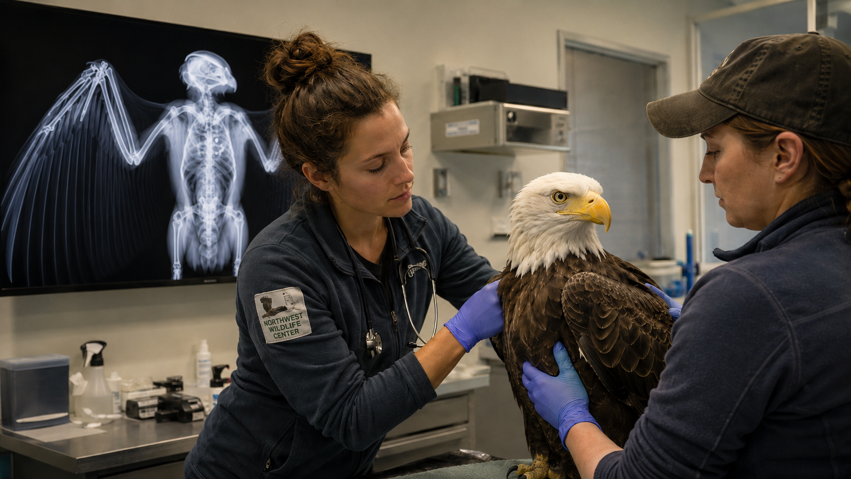 Veterinary team with dog patient